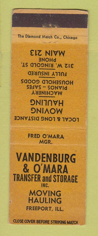 Matchbook Cover - Vandenburg & O'Mara Transfer Storage Freeport IL