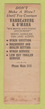 Matchbook Cover - Vandenburg & O'Mara Transfer Storage Freeport IL