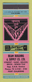 Matchbook Cover - Beam Building Supply Port Colborne ON