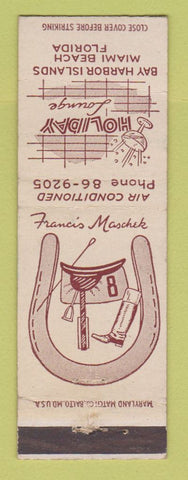 Matchbook Cover - Francis Maschek Holiday Lounge Miami Beach FL