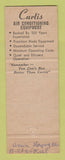Matchbook Cover - Curtis Air Conditioning Machine Refrigerating St Louis MO