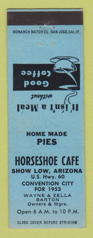 Matchbook Cover - Horseshoe Cafe Show Low AZ 1953