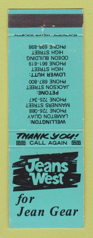 Matchbook Cover - Jeans West Clothes Wellington Lower Hutt New Zealand