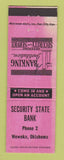 Matchbook Cover - Security State Bank Wewoka OK WEAR