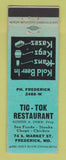 Matchbook Cover - Tic Tok Restaurant Frederick MD