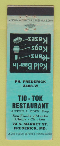 Matchbook Cover - Tic Tok Restaurant Frederick MD