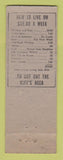 Matchbook Cover - Tic Tok Restaurant Frederick MD