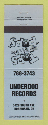 Matchbook Cover - Underdog Records Music Boardman OH BLUE