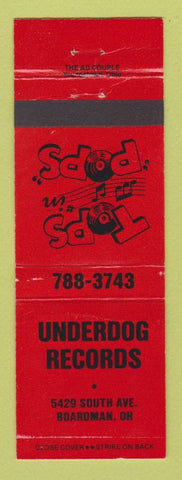 Matchbook Cover - Underdog Records Music Boardman OH RED