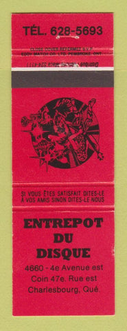Matchbook Cover - Entrepot Du Disque music Charlesbourg QC