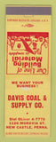Matchbook Cover - Davis Coal & Supply New Castle PA