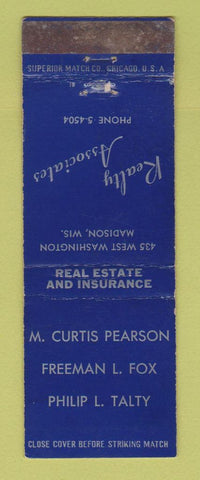 Matchbook Cover - M Curtis Pearson Real Estate Madison WI WEAR