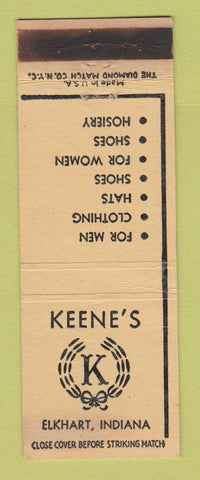 Matchbook Cover - Keen's Men's Clothes Elkhart IN WEAR