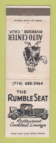 Matchbook Cover - The Rumble Seat Restaurant Auto Center Riverside CA