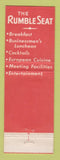 Matchbook Cover - The Rumble Seat Restaurant Auto Center Riverside CA