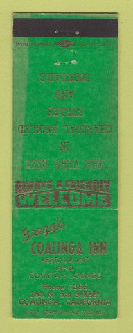 Matchbook Cover - Gregg's Coalinga Inn CA
