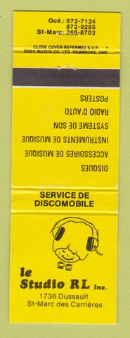 Matchbook Cover - Le Studio RL Music St Marc Des Carrieres QC