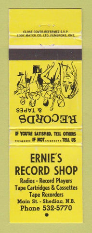Matchbook Cover - Ernie's Record Shop music Shediac NB WEAR