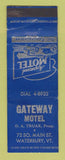 Matchbook Cover - Gateway Motel Waterbury VT WORN