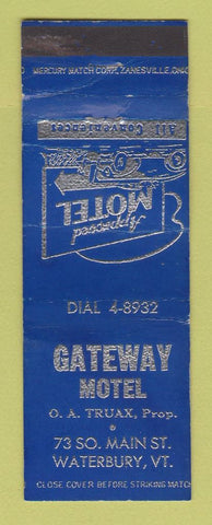 Matchbook Cover - Gateway Motel Waterbury VT WORN
