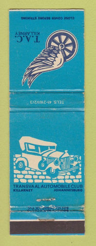 Matchbook Cover - Killarney Transvaal Auto Club Johannesburg South Africa WEAR
