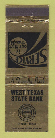 Matchbook Cover - West Texas State Bank Snyder TX WEAR