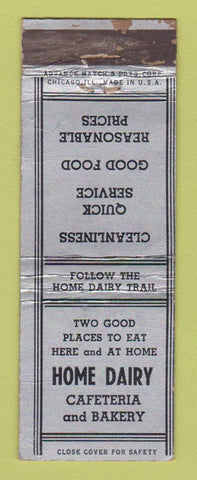 Matchbook Cover - Home Dairy Cafeteria Bakery ADVANCE NY CHAIN WEAR