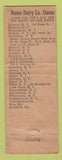 Matchbook Cover - Home Dairy Cafeteria Bakery ADVANCE NY CHAIN WEAR