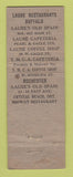 Matchbook Cover - Laube Restaurants Buffalo Rochester NY WEAR