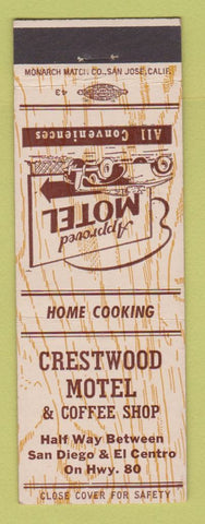 Matchbook Cover - Crestwood Motel Crestwood CA