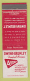 Matchbook Cover - Owens Brumley Funeral Homes Fort Worth Bowie Wichita Falls TX
