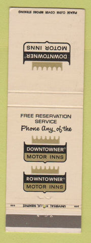 Matchbook Cover - Downtowner Motor Inns Florence SC