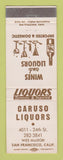Matchbook Cover - Caruso Liquors San Francisco CA