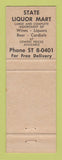 Matchbook Cover - State Liquor Mart Springfield MA WEAR