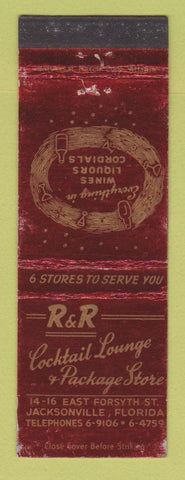 Matchbook Cover - R&R Cocktail Lougne Liquor Jacksonville FL WORN