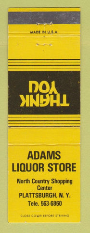 Matchbook Cover - Adams Liquor Store Plattsburgh NY