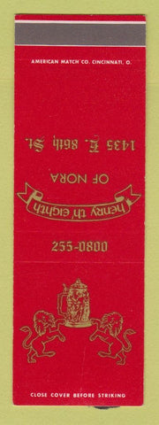 Matchbook Cover - Henry Th Eighth Nora KY? SAMPLE WORN  BACK