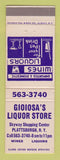 Matchbook Cover - Gioiosa's Liquor Store Plattsburgh NY
