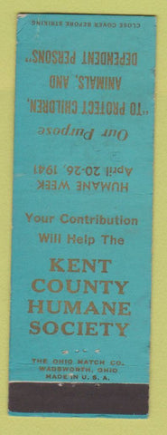 Matchbook Cover - Kent County Humane Society 1941 IA Budde Cleaners WEAR