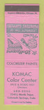 Matchbook Cover - Komac Color Center Paint Colorado Springs WEAR