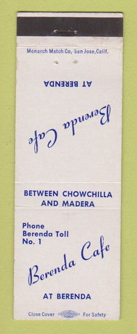 Matchbook Cover - Berenda Cafe CA low phone #1