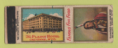 Matchbook Cover - Plains Hotel Cheyenne WY DQ WORN