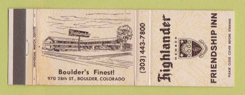 Matchbook Cover - Highlander Friendship Inn Boulder Colorado