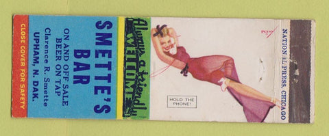 Matchbook Cover - Smette's Bar Upham ND pinup