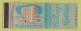 Matchbook Cover - Northern Hotel Billings MT WORN