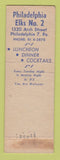 Matchbook Cover - Elks Lodge Philadelphia PA feature WEAR