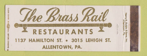 Matchbook Cover - Brass Rail Restaurants Allentown PA WEAR
