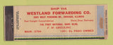 Matchbook Cover - Westland Forwarding Trucking Chicago IL WEAR