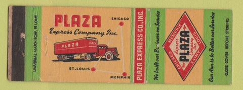 Matchbook Cover - Plaza Express Trucking Chicago St Louis Memphis WEAR