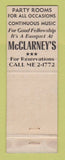 Matchbook Cover - McClarney's Restaurant Indianapolis IN